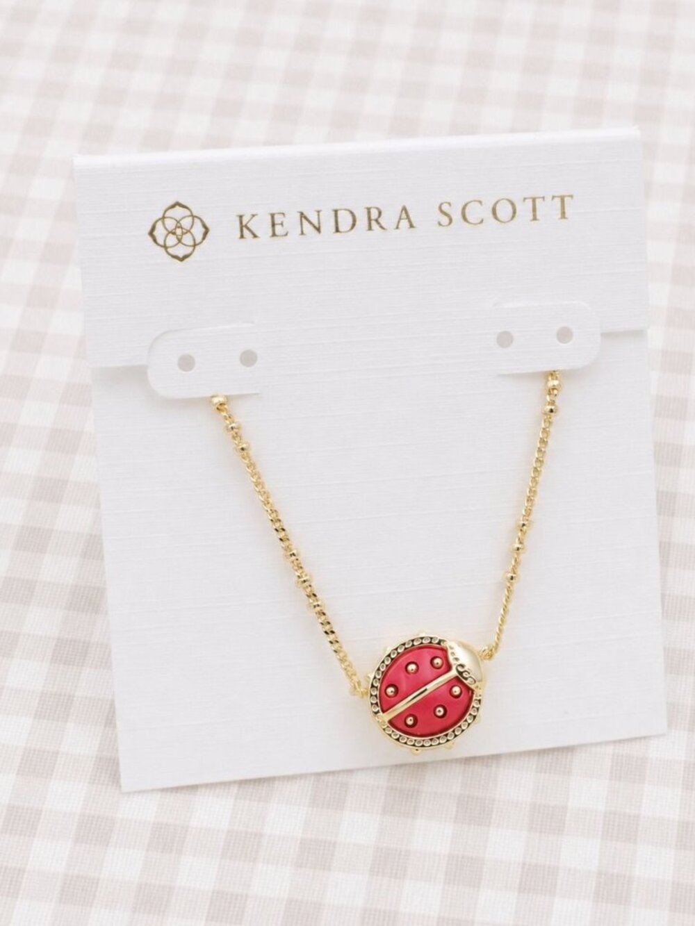 Kendra Scott Ladybug Gold Necklace - Red Vermillion